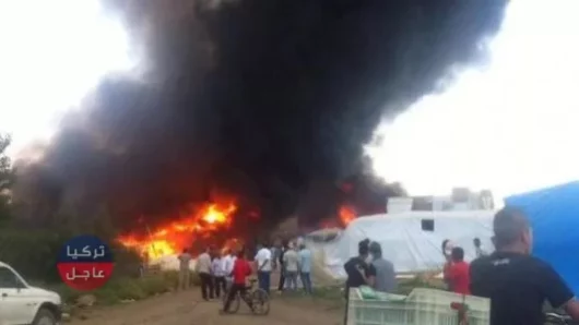 حريق يلتهم مخيم لـ اللاجئين السوريين شرق لبنان