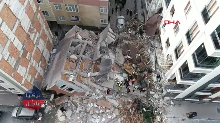 تركيا عاجل: انهيار مبنى من 7 طوابق في باهجالي إيفلار بإسطنبول (فيديو)
