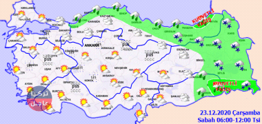 ثلوج وعواصف حالة الطقس في تركيا اليوم الأربعاء 23/12/2020