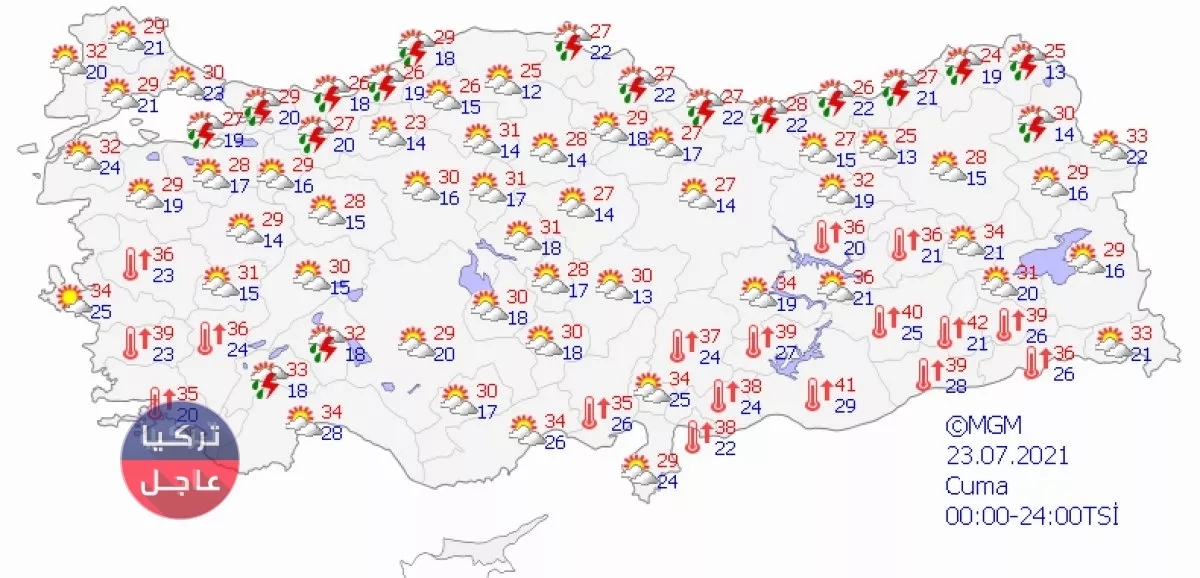 حالة الطقس في تركيا أول أربع أيام من العيد مع خرائط الطقس حالة الطقس في تركيا أول أربع أيام من العيد مع خرائط الطقس