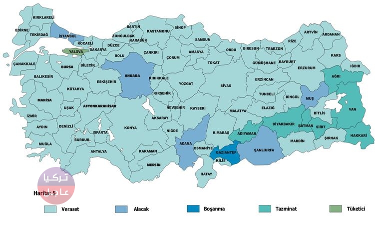 تركيا تنشر خريطة الدعاوي القضائية بحسب الولايات