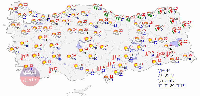 توقعات حالة الطقس في تركيا مع الخرائط لمدة 4 أيام قادمة توقعات حالة الطقس في تركيا مع الخرائط لمدة 4 أيام قادمة