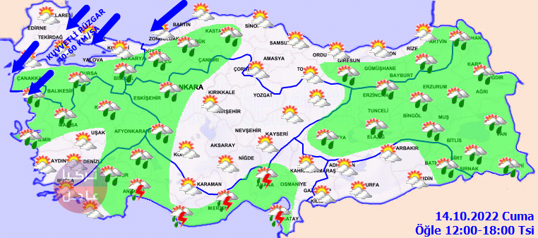 حالة الطقس في تركيا ليوم الجمعة 14-10-2022 والأيام القادمة حالة الطقس في تركيا ليوم الجمعة 14-10-2022 والأيام القادمة