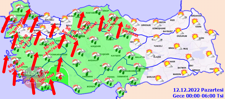 تأثير العاصفة سيستمر! حالة الطقس في تركيا اليوم الأحد 11.12.2022 تأثير العاصفة سيستمر! حالة الطقس في تركيا اليوم الأحد 11.12.2022