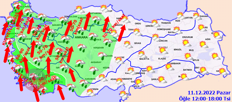 تأثير العاصفة سيستمر! حالة الطقس في تركيا اليوم الأحد 11.12.2022 تأثير العاصفة سيستمر! حالة الطقس في تركيا اليوم الأحد 11.12.2022