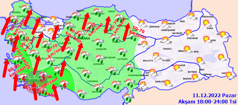 تأثير العاصفة سيستمر! حالة الطقس في تركيا اليوم الأحد 11.12.2022 تأثير العاصفة سيستمر! حالة الطقس في تركيا اليوم الأحد 11.12.2022