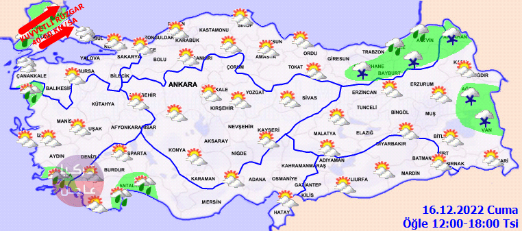 كيف تبدو خرائط حالة الطقس تركيا اليوم الجمعة 16.12.2022 كيف تبدو خرائط حالة الطقس تركيا اليوم الجمعة 16.12.2022
