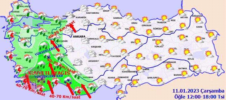 تحذير من عواصف مطرية قوية وثلوج في عدد كبير من الولايات في تركيا تحذير من عواصف مطرية قوية وثلوج في عدد كبير من الولايات في تركيا