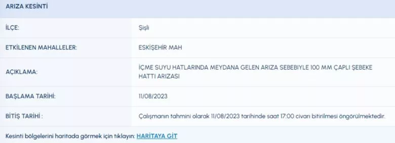 المياه تُقطع عن 7 مناطق في إسطنبول