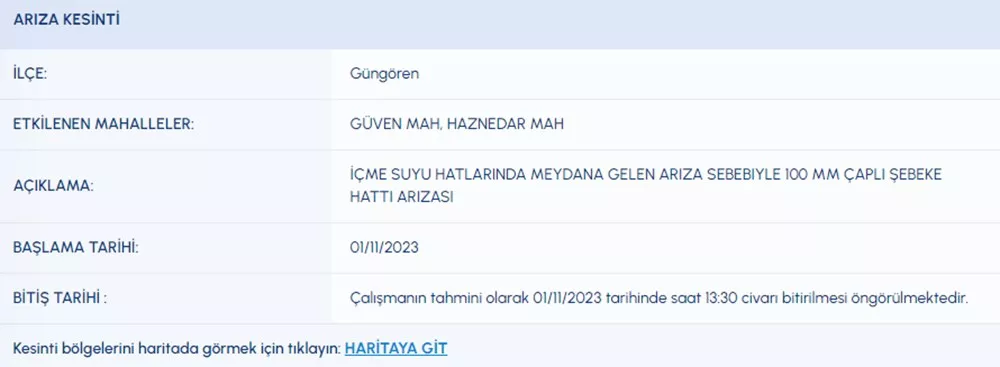 تركيا عاجل.. المياه ستنقطع عن 9 مناطق في إسطنبول تركيا عاجل.. المياه ستنقطع عن 9 مناطق في إسطنبول