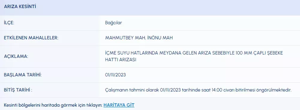 تركيا عاجل.. المياه ستنقطع عن 9 مناطق في إسطنبول تركيا عاجل.. المياه ستنقطع عن 9 مناطق في إسطنبول