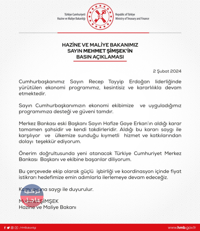 عاجل: تعليق وزير الخزانة والمالية على استقالة محافظ البنك المركزي التركي عاجل: تعليق وزير الخزانة والمالية على استقالة محافظ البنك المركزي التركي