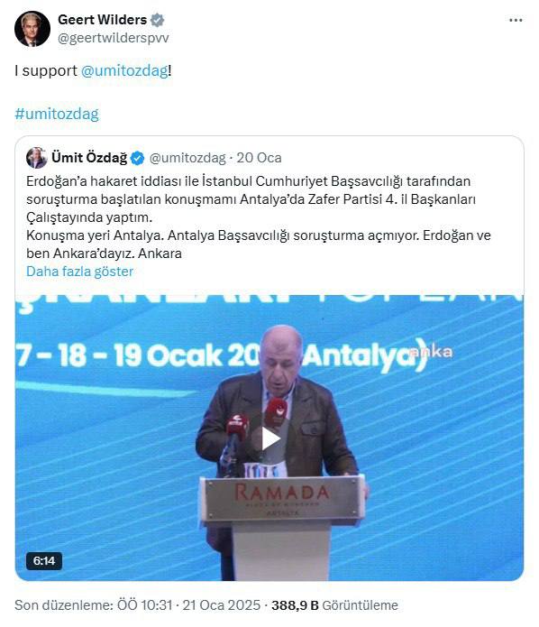 عاجل: القضاء التركي يقرر تثبيت اعتقال أوميت أوزداغ وزجّه في السجن