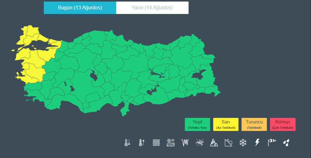 عاصفة تضرب تركيا غداً: تحذير عاجل يشمل إسطنبول و10 ولايات أخرى بالرمز الأصفر عاصفة تضرب تركيا غدًا: تحذير عاجل يشمل إسطنبول و10 ولايات أخرى بالرمز الأصفر