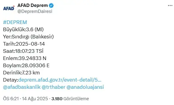 عاجل: استمرار الهزات الارتدادية في باليكسير بعد الزلزال القوي بتركيا