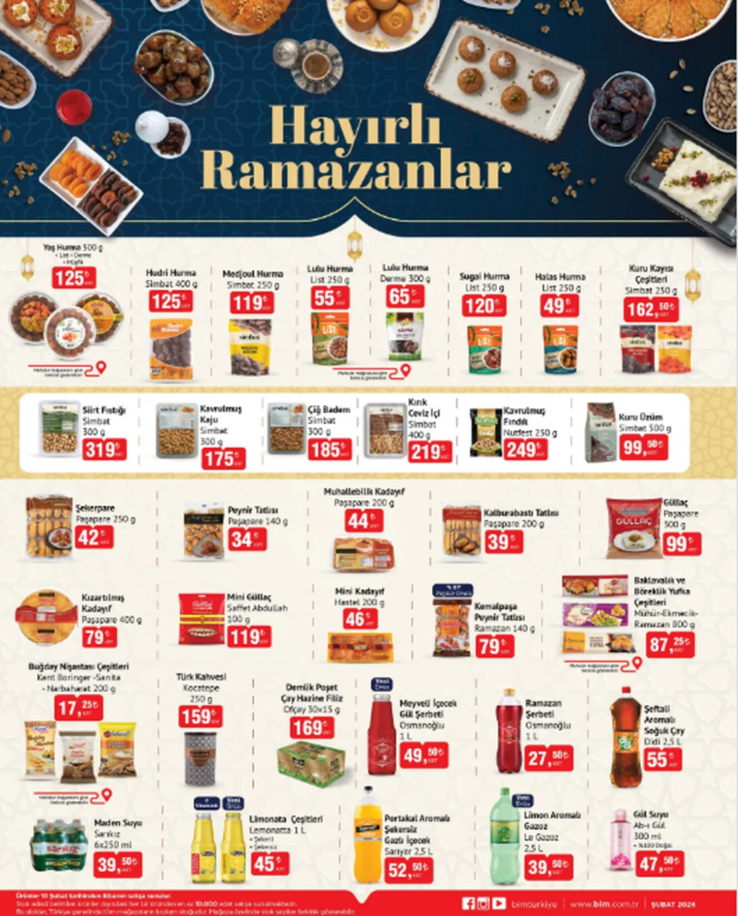 حملة تخفيضات واسعة تعلن عنها سلسلة متاجر ŞOK وA101 وBİM وTarım Kredi في شهر رمضان