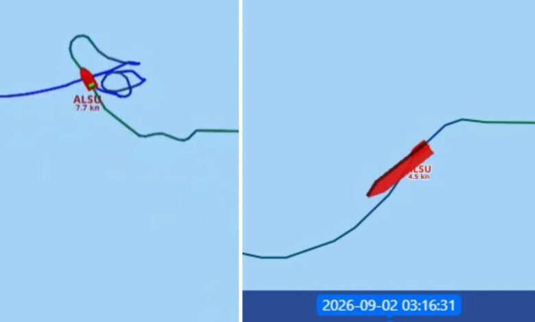 اصطدام سفينتين قبالة سيليفري يكشف مساريهما عبر نظام AIS.. والبحث جارٍ عن 10 بحارة