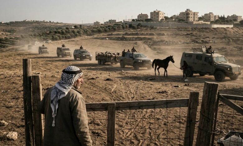 مستوطنون إسرائيليون يستولون على 300 خروف وحصان عربي أصيل من مزرعة شرق رام الله