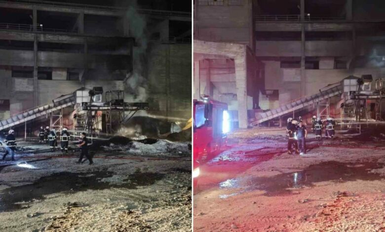 حريق يندلع داخل مصنع إسمنت في سيواس التركية