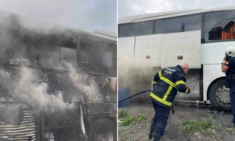 حريق يندلع في مؤخرة حافلة ركاب بسامسون أثناء سيرها وإخلاء الركاب