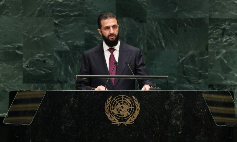 الشرع في الأمم المتحدة: إسرائيل شنت أكثر من 500 غارة والجولان سيبقى سوريًا