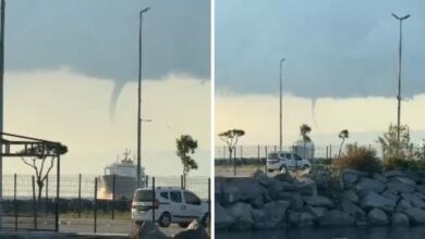 دوامة مائية فوق يالوفا تُرى من إسطنبول.. 5 دقائق بين السحب والسفن