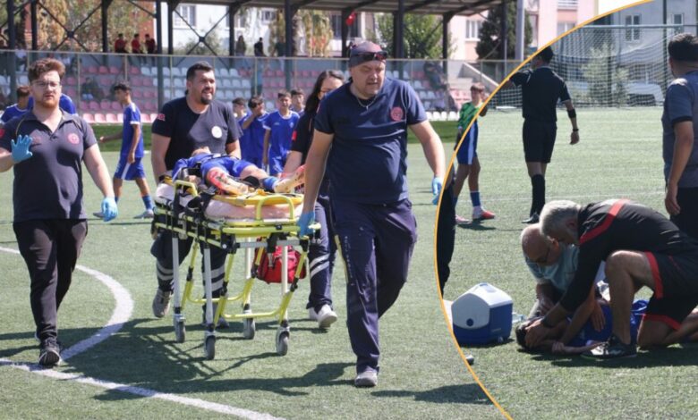 اصطدام في مباراة بدنيزلي التركية يهدد حياة لاعب عمره 13 عامًا.. وتدخل المسعف ينقذه
