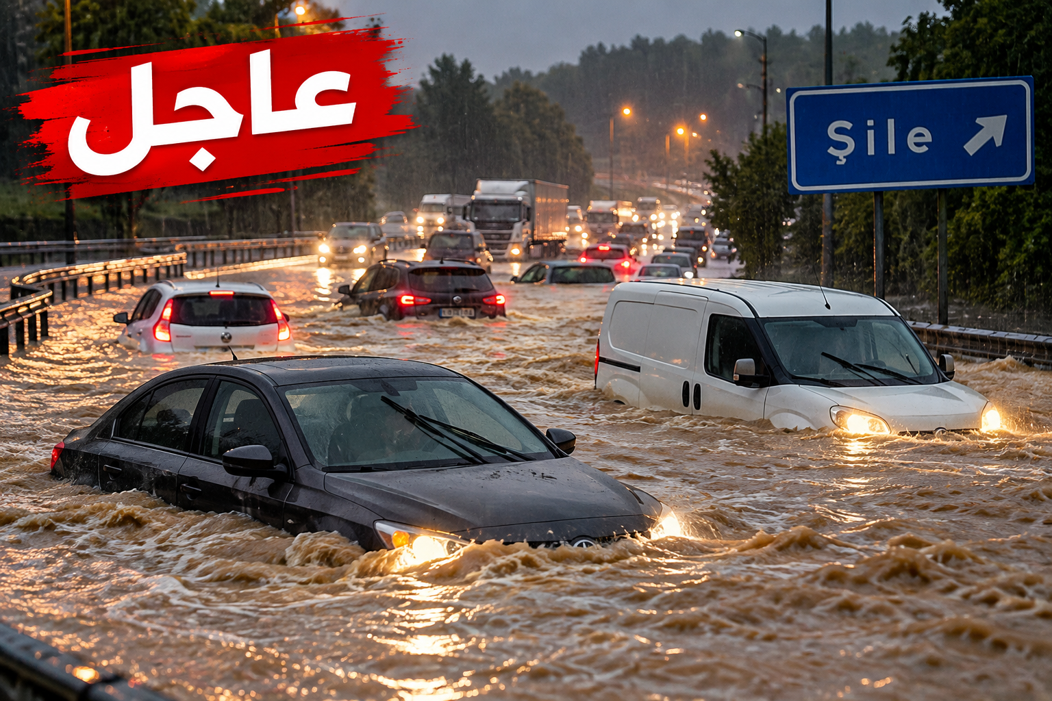 سيول إسطنبول تغلق طريق شيلا.. سيارات عالقة تحت المياه ومشاهد صادمة