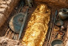 قبر محارب من القرن السادس قبل الميلاد في مقدونيا الشمالية يضم صفيحة ذهبية ربما غطّت وجه المدفون