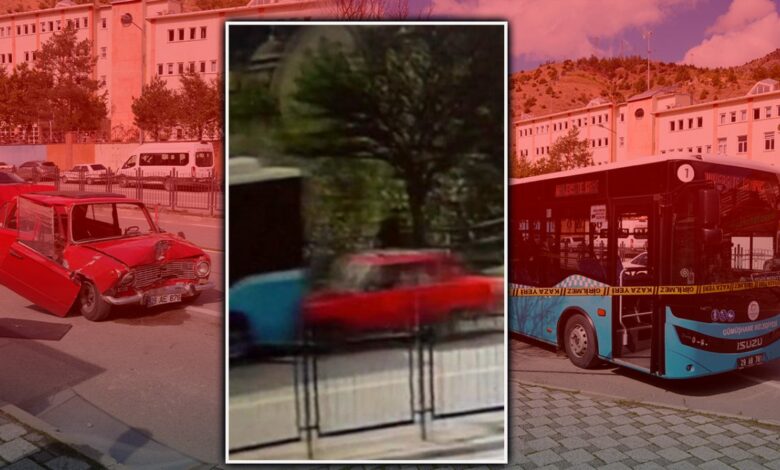اصطدام خلفي بحافلة بلدية متوقفة يصيب شخصين في غوموشهانه.. والكاميرات توثق ما سبقه