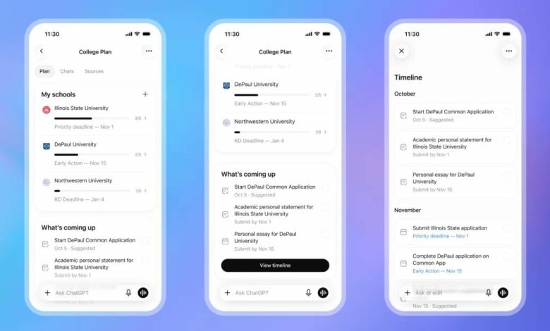 OpenAI تضيف قريبًا إلى ChatGPT أداة لتنظيم التقديم الجامعي.. والبداية مع طلاب الصفوف 10 إلى 12