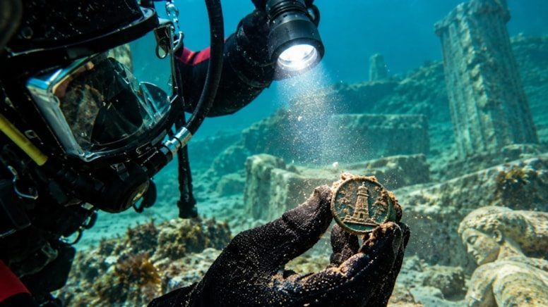 خاتم برونزي من قاع ميناء الإسكندرية يكشف أول تصوير معروف لمنارتها
