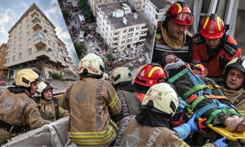 انهيار 3 طوابق من مبنى في إسطنبول.. إنقاذ 5 مصابين والبحث عن 7 بينهم طفل