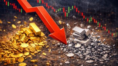 التضخم الأميركي يهوي بالذهب إلى ما دون 4100 دولار والفضة تخسر 5.71%
