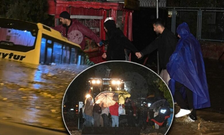أمطار إسطنبول تتجاوز 240 كيلوجرامًا للمتر المربع وتوقف المرور على طريق شيلا