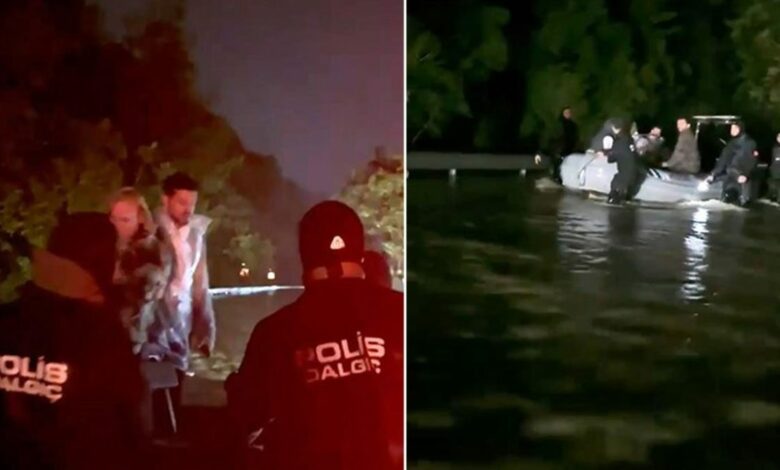 أمطار إسطنبول تحاصر ديميت أوزدمير ومراد بوز داخل استوديوهات التصوير.. والإنقاذ بالقوارب