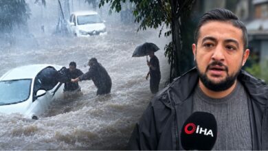 أنقذ سائقًا من الغرق في سيول إسطنبول عبر الزجاج الأمامي.. ثم عاد إلى متجره المدمر