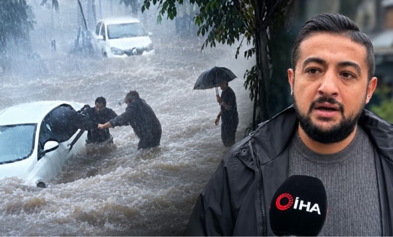 أنقذ سائقًا من الغرق في سيول إسطنبول عبر الزجاج الأمامي.. ثم عاد إلى متجره المدمر