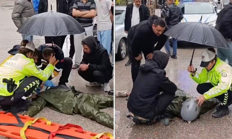 رفعت مظلتها فوق مصاب تحت المطر.. وزير الداخلية التركي يشيد بشرطية مرور