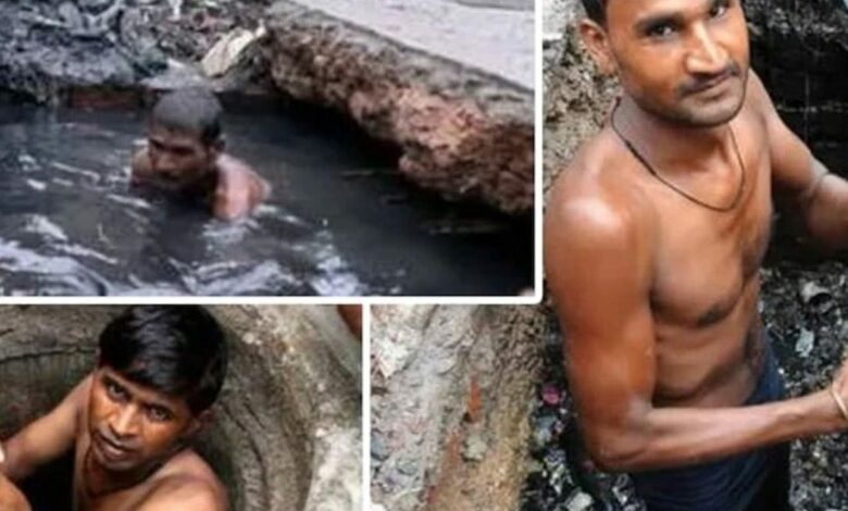 عمال الصرف الصحي في الهند يغوصون حتى أعناقهم بين النفايات مقابل 3 جنيهات يوميًا