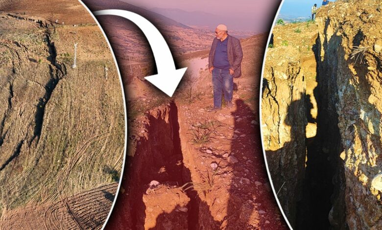 شقوق عميقة تدفع مزارعًا في يوزغات إلى ترك حقله وتهدد بسقوط عمود كهرباء