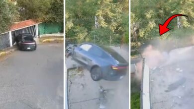 تسلا تقتحم منزلًا في المكسيك وتسقط إلى عقار آخر بعد تحطيم المرآب والتراس