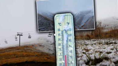 ثلوج أرضروم تهبط بالحرارة إلى 3.3 تحت الصفر.. والضباب يحجب قمة بالاندوكن