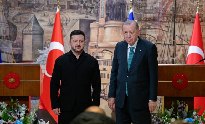 أردوغان وزيلينسكي يتفقان على إبقاء ممر الحبوب في البحر الأسود فعالًا رغم استهداف السفن المدنية